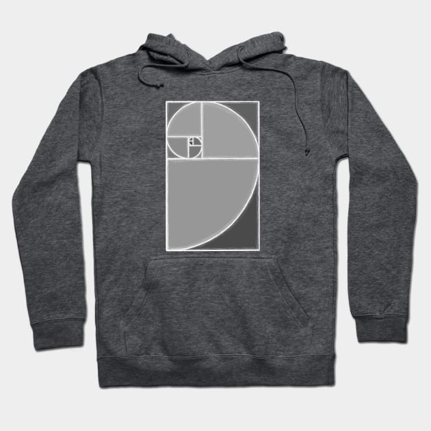 gray fibonacci spiral Hoodie by weilertsen